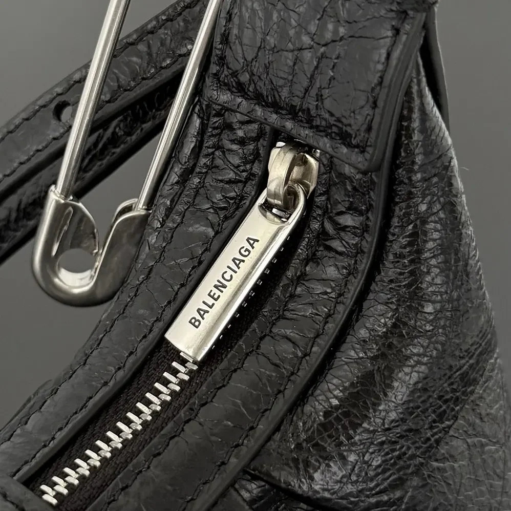 Balenciaga Pamela Shoulder Bag Small in Black Arena Lambskin for Women