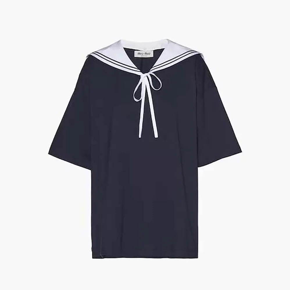 Miu Miu Cotton T for Women in shirt with Embroidered Logo Miu Miu Cotton T for Women in shirt with Embroidered Logo