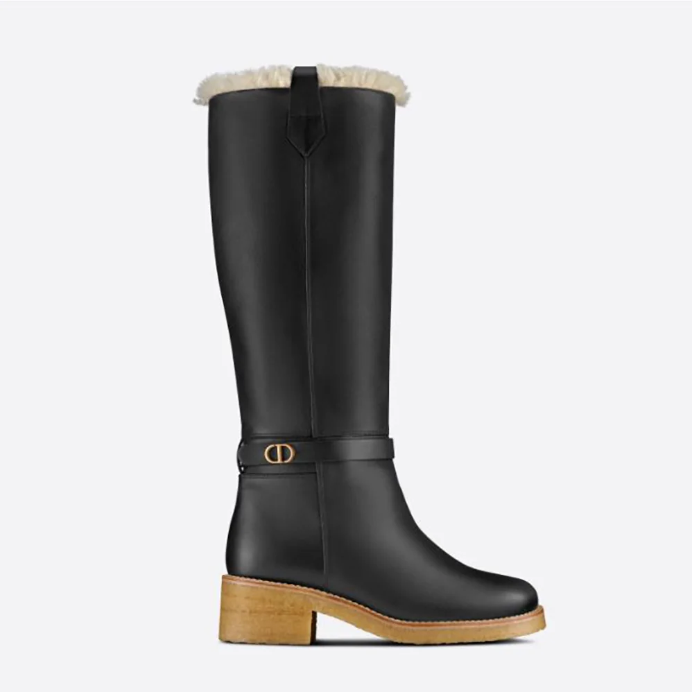 Dior D-Furious Boot Black Calfskin and Shearling for Women Dior D-Furious Boot Black Calfskin and Shearling for Women