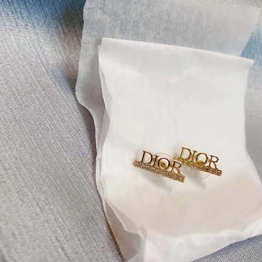 Dior Dio(r)evolution Stud Earrings Gold-Finish Metal and White Crystals for Women
