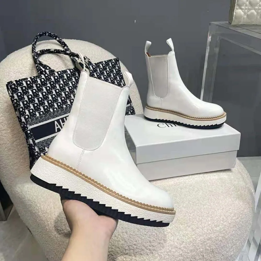 Chloe Kurtys Flat Chelsea Boot for Women in Beige Chloe Kurtys Flat Chelsea Boot for Women in Beige