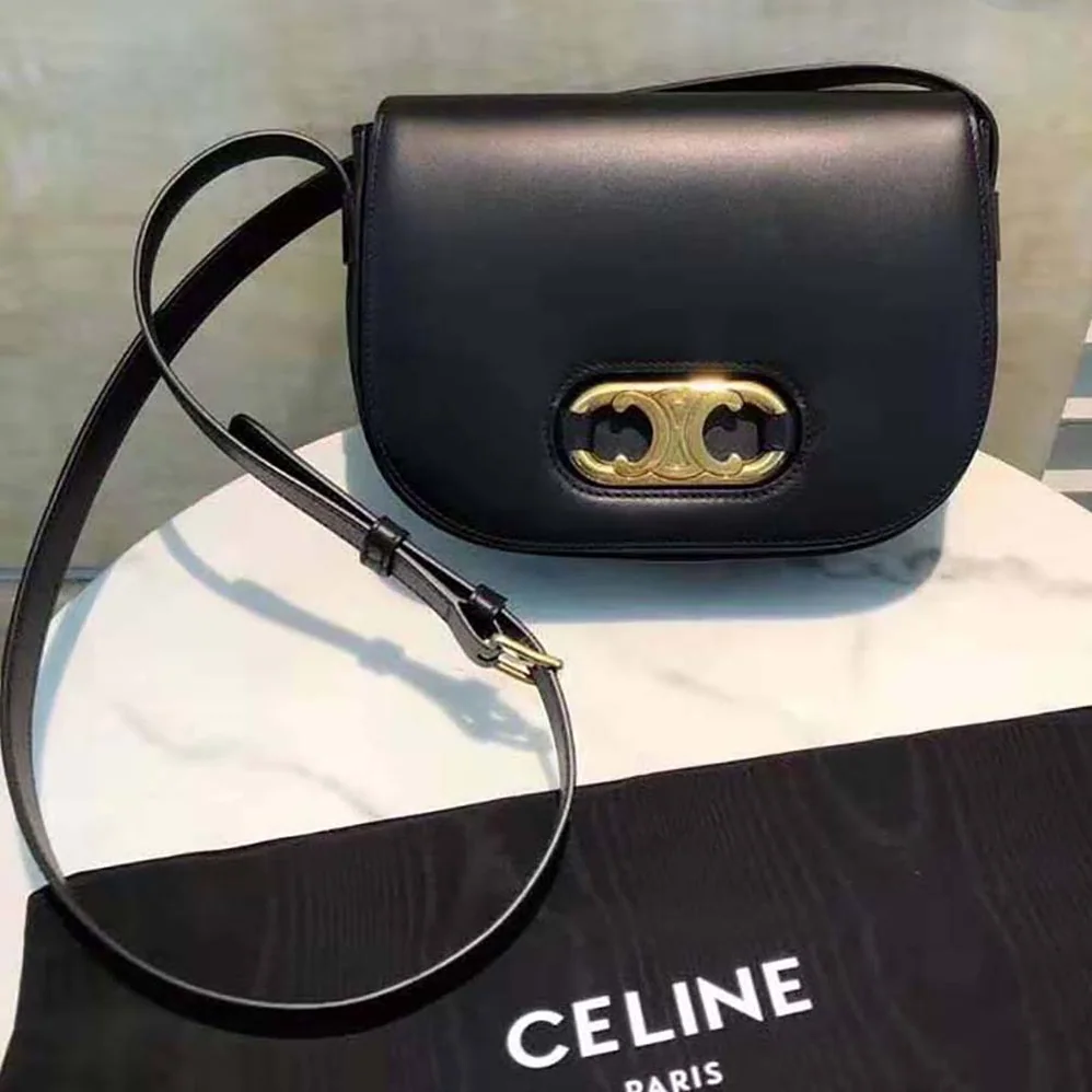 Celine Medium Maillon Triomphe Bag in Natural Calfskin for Women in Black Celine Medium Maillon Triomphe Bag in Natural Calfskin for Women in Black