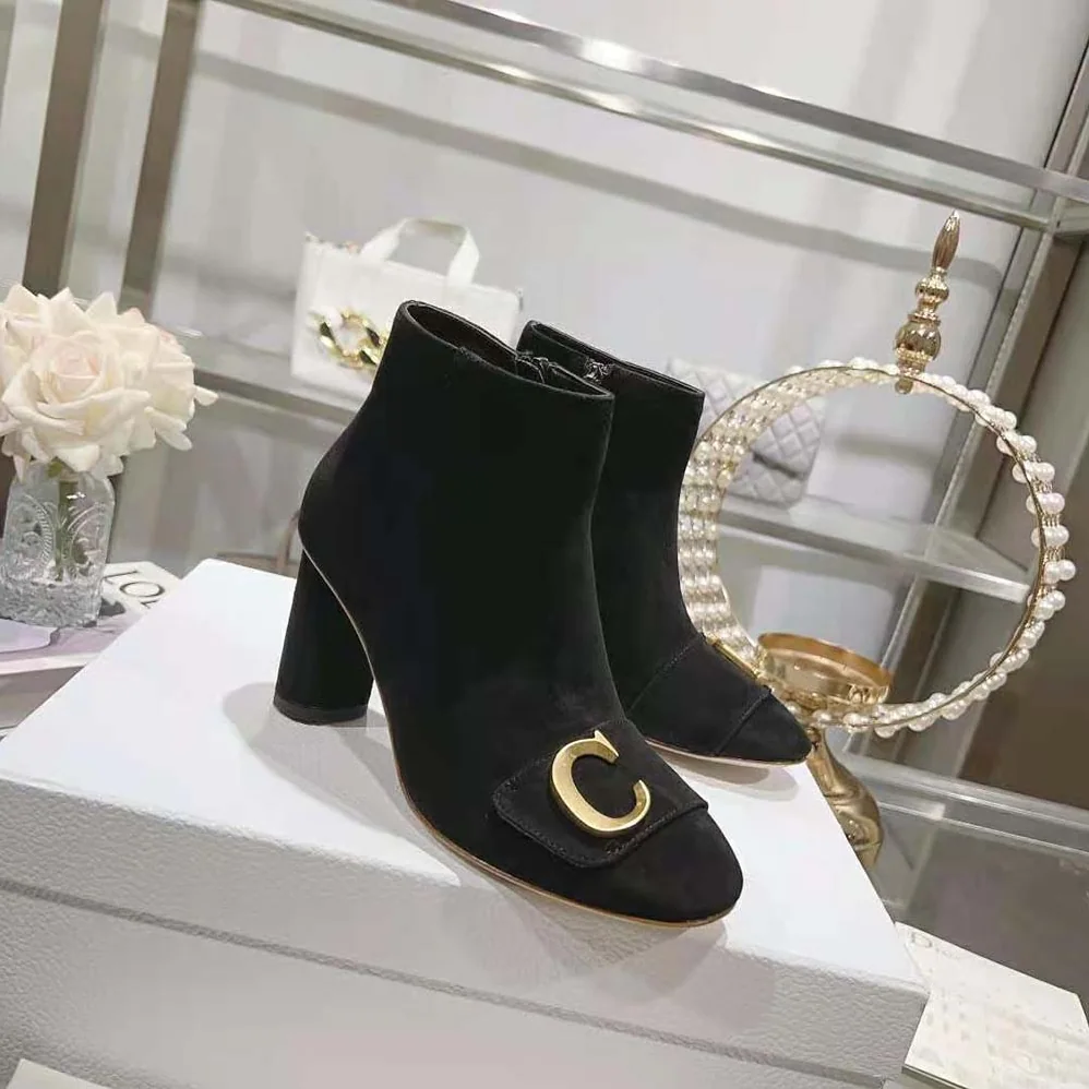 Dior C'est Dior Heeled Ankle Boot Suede Calfskin for Women in Black Dior C'est Dior Heeled Ankle Boot Suede Calfskin for Women in Black
