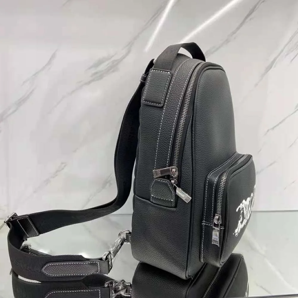 Dior Peter Doig Sling Bag Black Grained Calfskin for Men