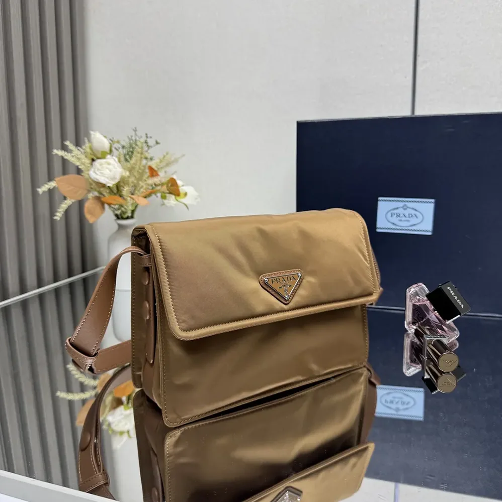 Prada Small Padded Re-Nylon Shoulder Bag for Women in Brown Prada Small Padded Re-Nylon Shoulder Bag for Women in Brown