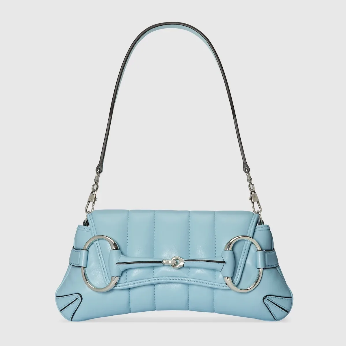 Gucci Horsebit Chain Small Shoulder Bag Light Blue 10.6 Inches/ Gucci Horsebit Chain Small Shoulder Bag Light Blue 10.6 Inches/