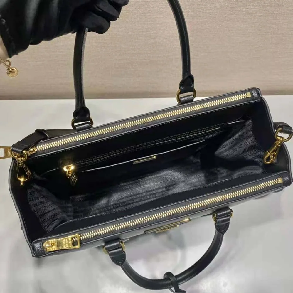 Prada Medium Prada Galleria Saffiano Leather Bag for Women in Black Prada Medium Prada Galleria Saffiano Leather Bag for Women in Black