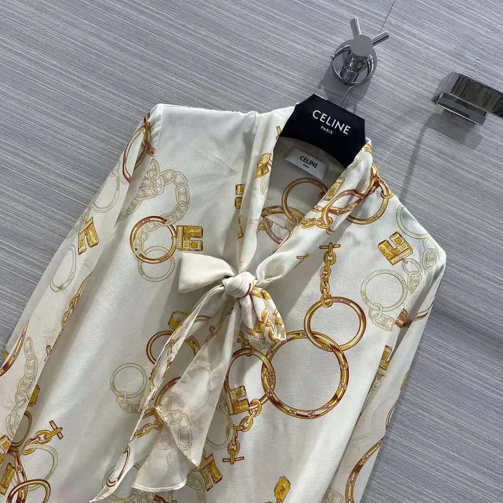 Celine Lavallière Shirt in Crepe De Chine for Women in Brown Celine Lavallière Shirt in Crepe De Chine for Women in Brown