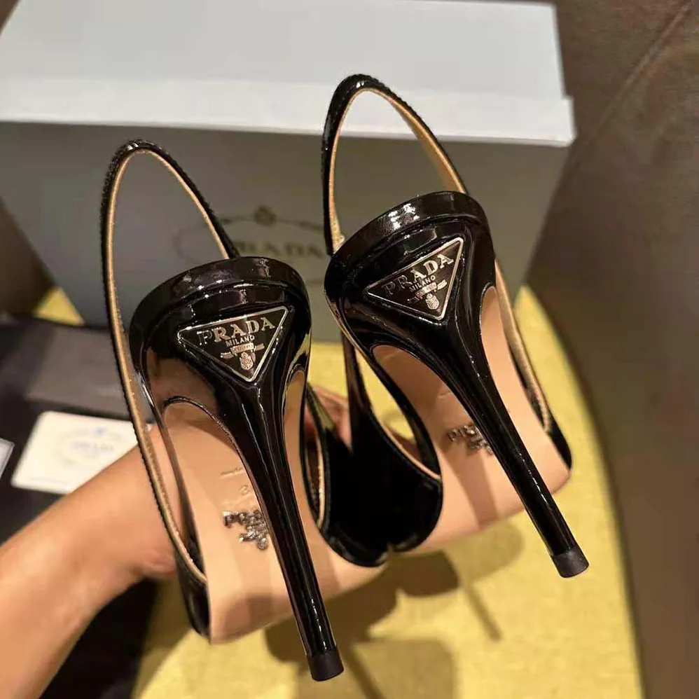 Prada Patent Leather Slingbacks for Women in Black