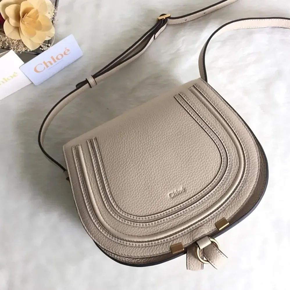 Chloe Marcie Small Saddle Bag for Women in Sandy