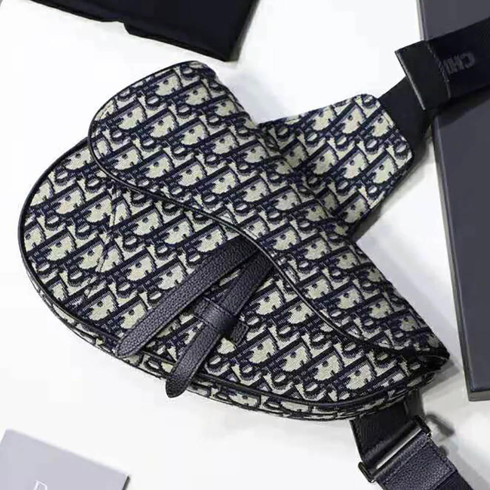 Dior Saddle Bag Beige and Black Dior Oblique Jacquard for Men Dior Saddle Bag Beige and Black Dior Oblique Jacquard for Men