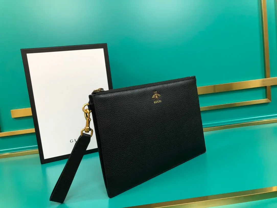 Gucci Animalier Pouch Black with Bee Detail , Pouch / GG for Men Gucci Animalier Pouch Black with Bee Detail , Pouch / GG for Men