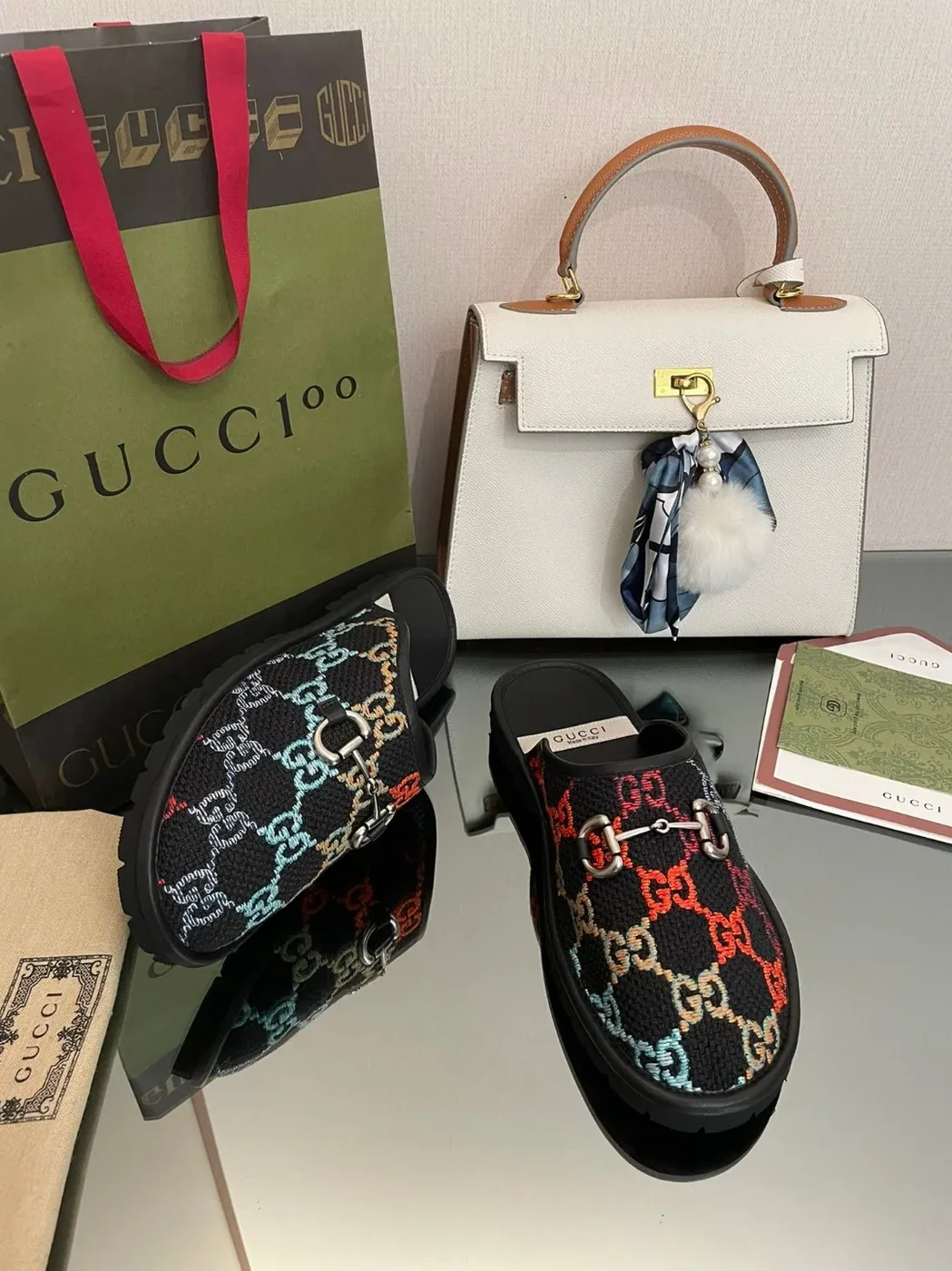 Gucci GG Slipper With Horsebit Black GG Shoes for Men