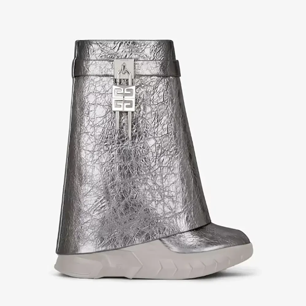 Givenchy Shark Lock Biker Ankle Boots in Laminated Leather for Women Givenchy Shark Lock Biker Ankle Boots in Laminated Leather for Women