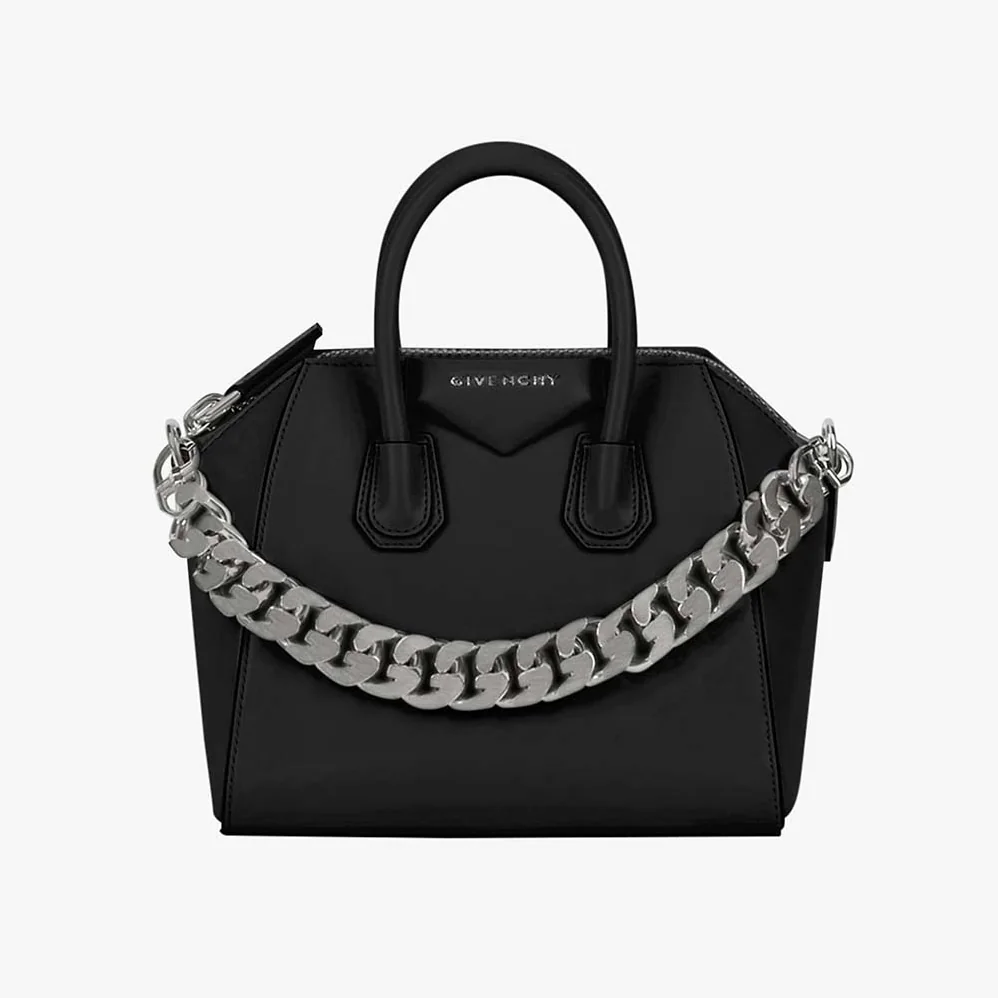 Givenchy Mini Antigona Bag in Box Leather with Chain for Women in Black