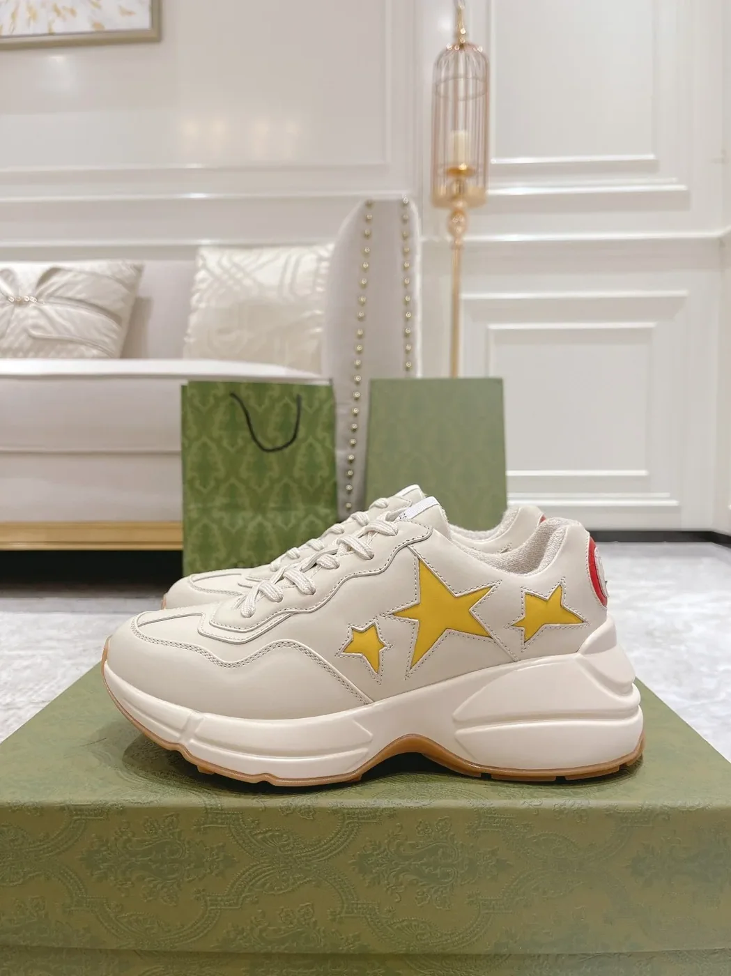 Gucci Rhyton Sneaker With Stars White