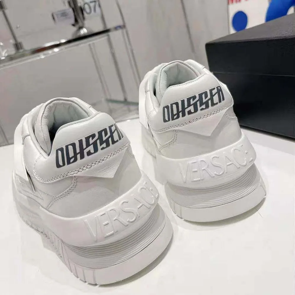 Versace Odissea Sneakers are Set on Rubber Soles with Perforated Toe Caps for Unisex in White