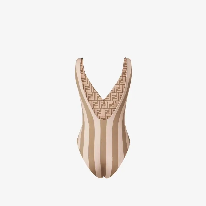 Fendi V Neckline Reversible Swimsuit Pink/Brown FXBA39AT8GF1SW0 Fendi V Neckline Reversible Swimsuit Pink/Brown FXBA39AT8GF1SW0