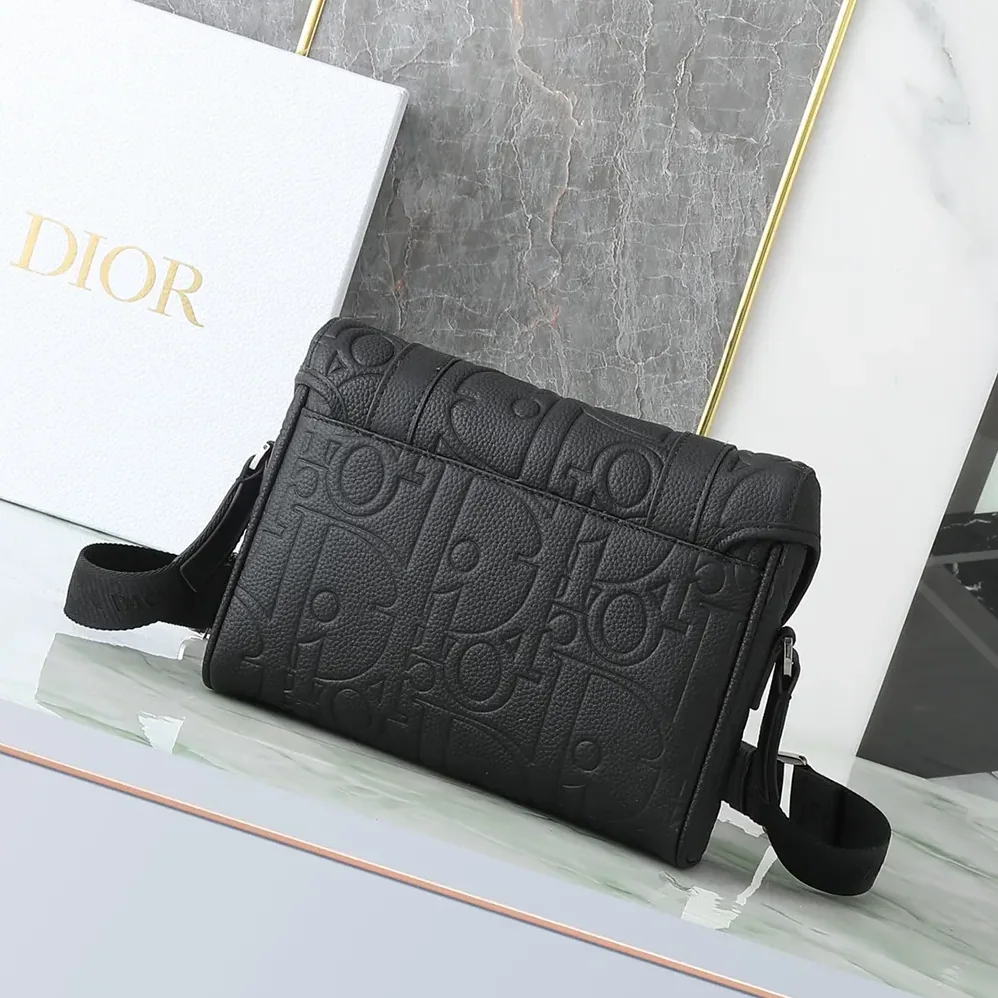 Dior Hit the Road Messenger Bag with Flap Black Dior Gravity Leather for Men