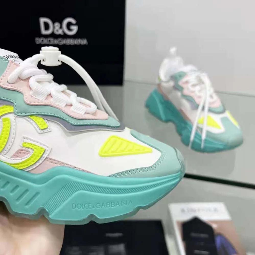 Dolce Gabbana D&G Mixed-Materials Daymaster Sneakers for Unisex in Lime Dolce Gabbana D&G Mixed-Materials Daymaster Sneakers for Unisex in Lime
