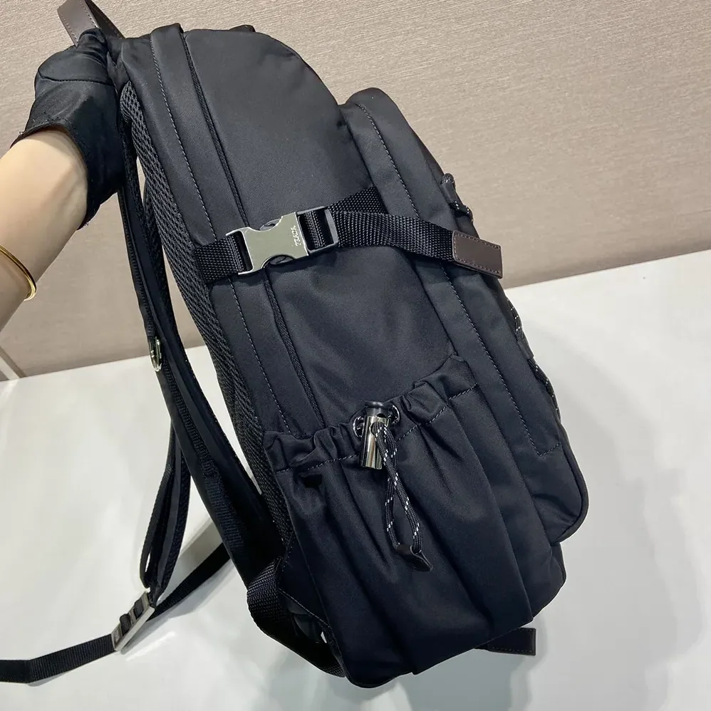 Prada Speedrock Re-Nylon And Leather Backpack for Unisex in Black