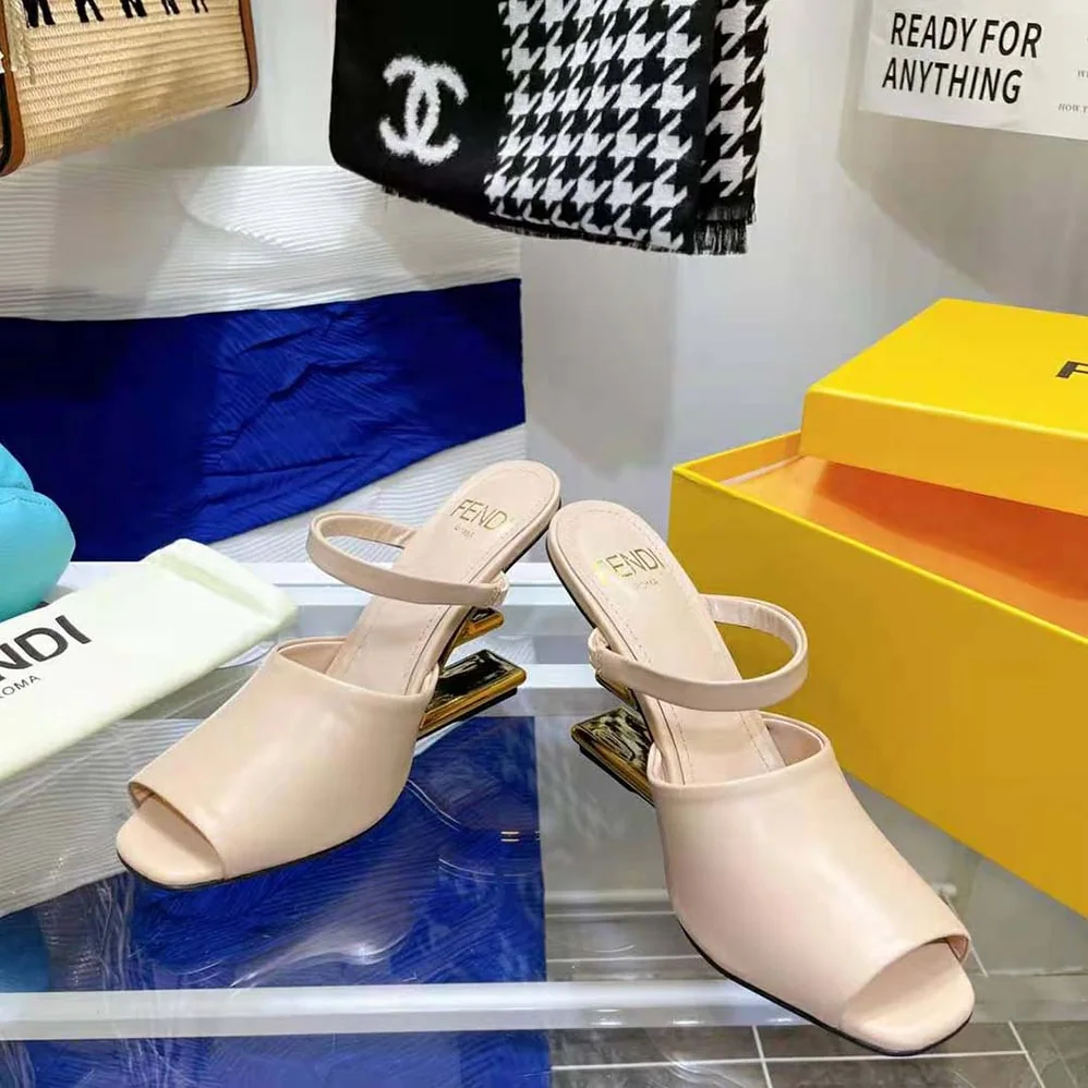 Fendi First Pink Leather High for Women in Heeled Sandals Fendi First Pink Leather High for Women in Heeled Sandals