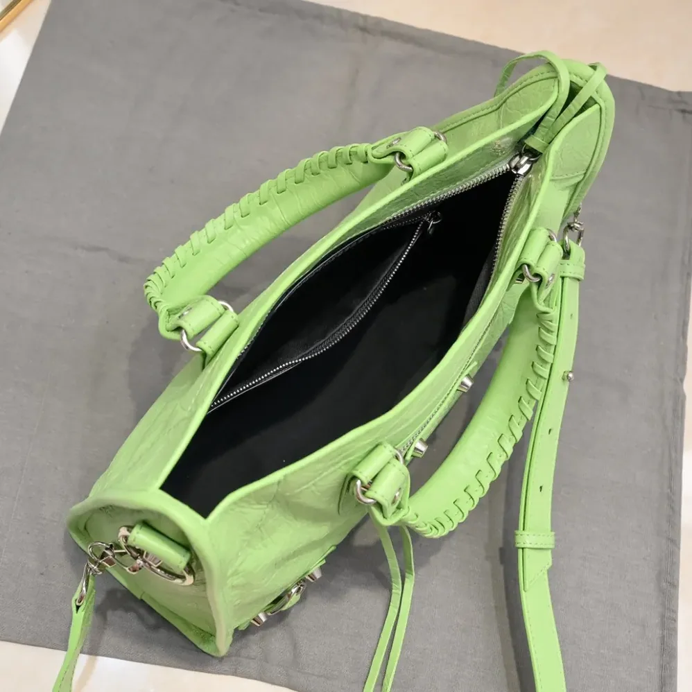 Balenciaga Le City Medium Bag in Green Arena Lambskin for Women Balenciaga Le City Medium Bag in Green Arena Lambskin for Women