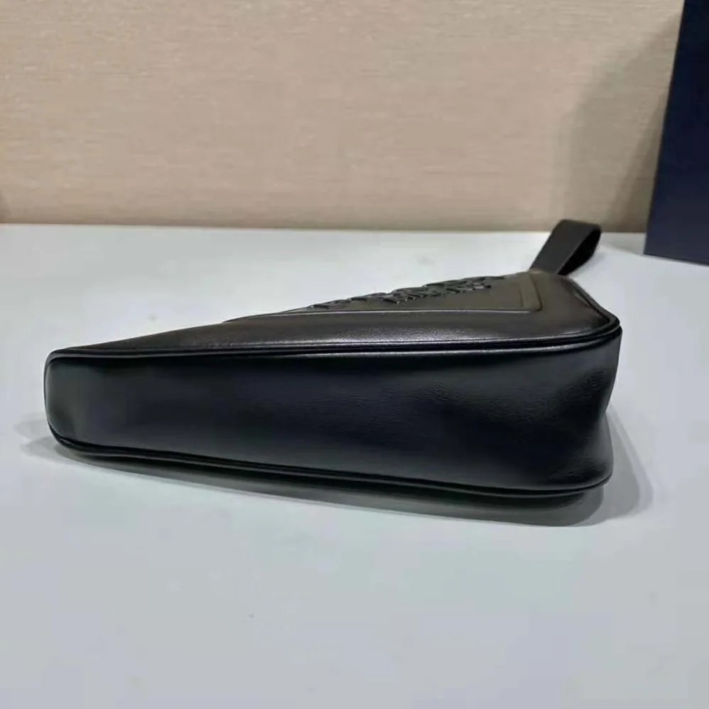 Prada Leather Triangle Leather Pouch for Women in Black