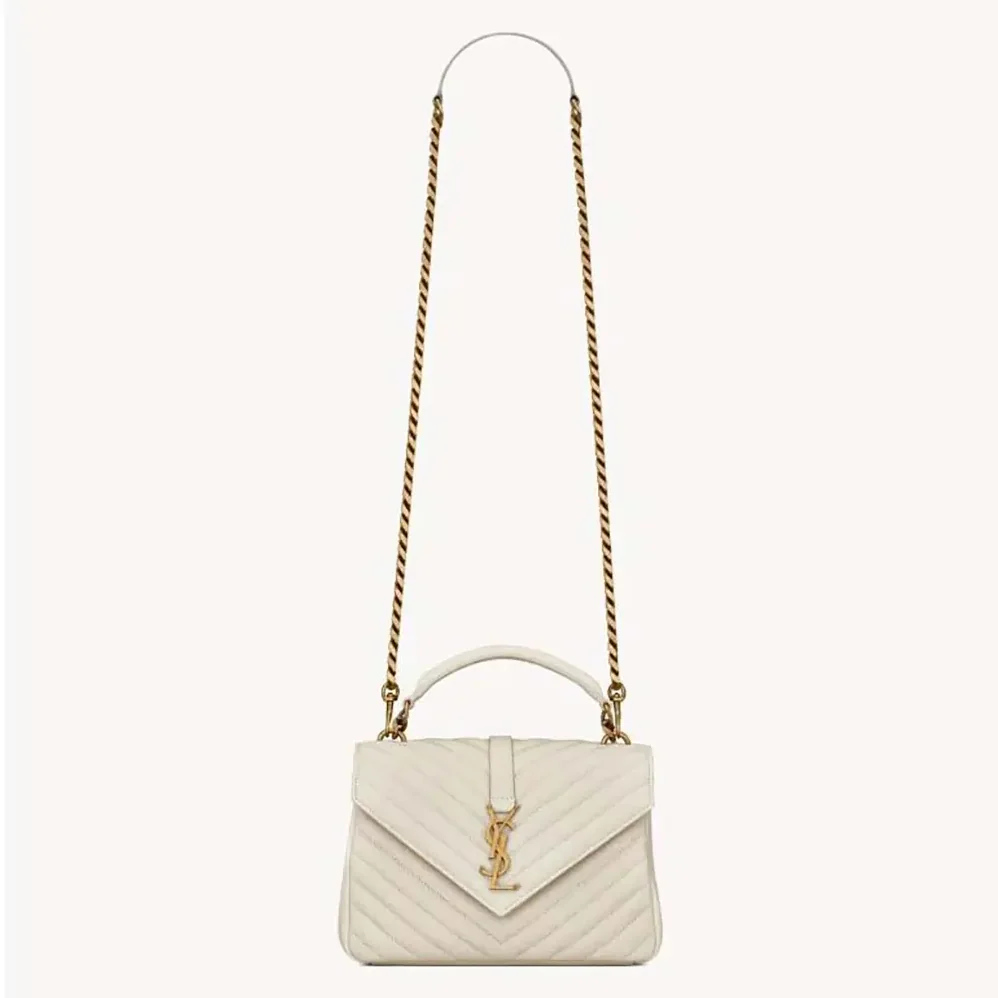 Saint Laurent YSL College Medium in Quilted Leather for Women in White