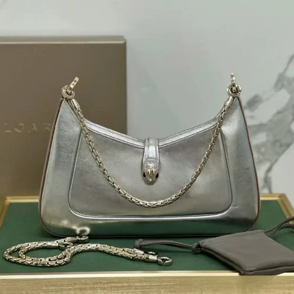 Bvlgari Serpenti Baia Small Shoulder Bag in Calf Leather for Women in Silver