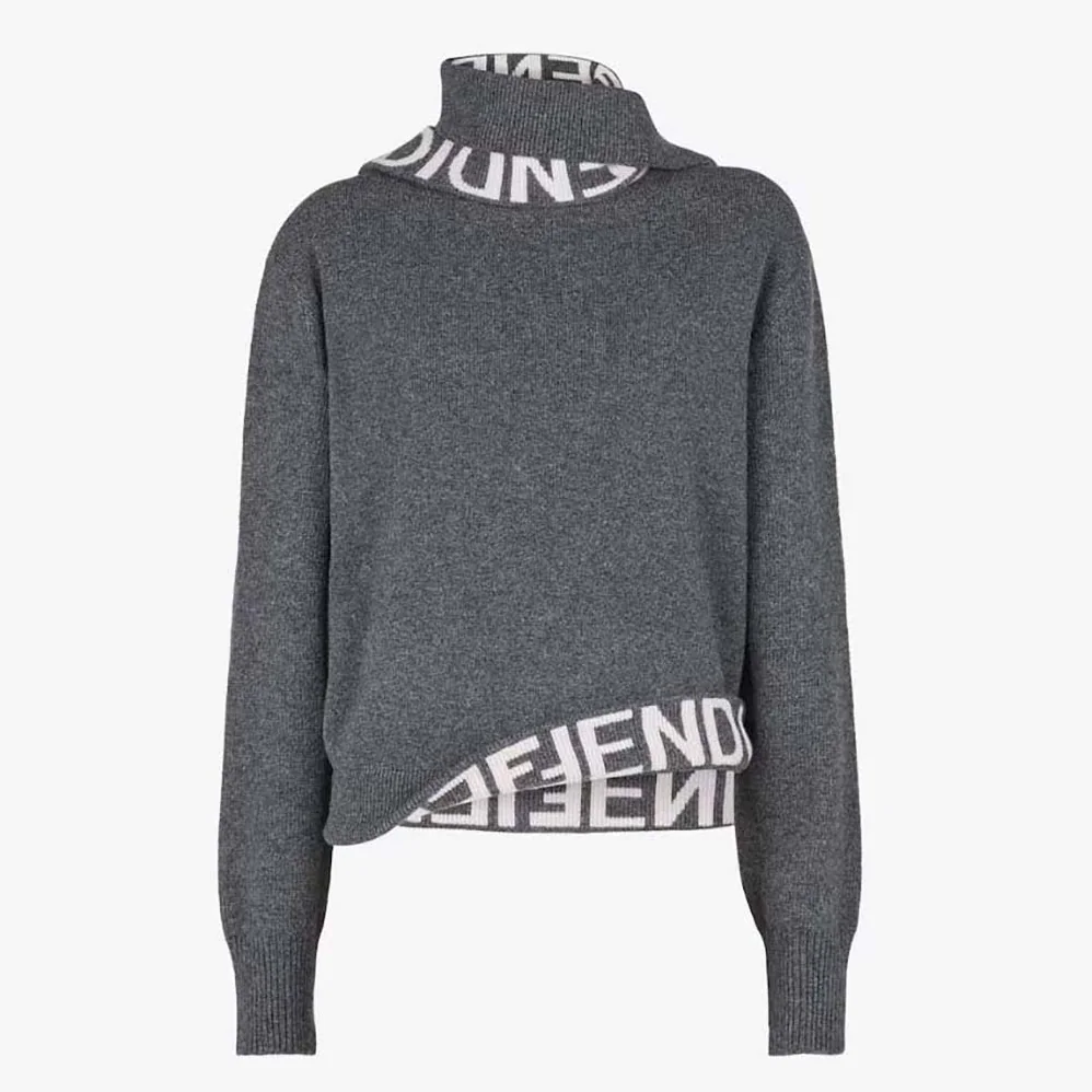 Fendi Sweater Gray Cashmere and Wool Pullover for Women