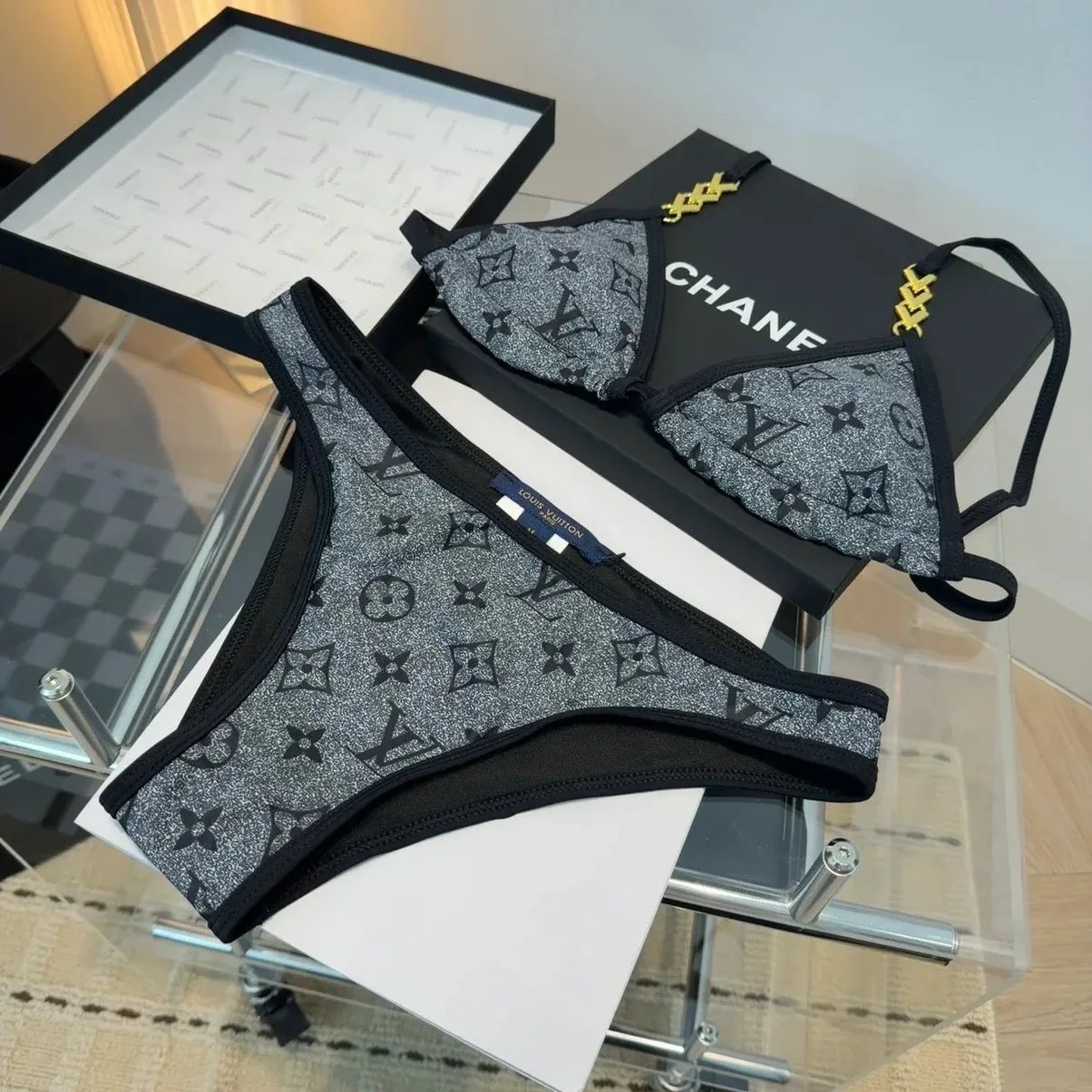 Louis Vuitton Monogram Triangle Bikini Grey Monogram Louis Vuitton Monogram Triangle Bikini Grey Monogram