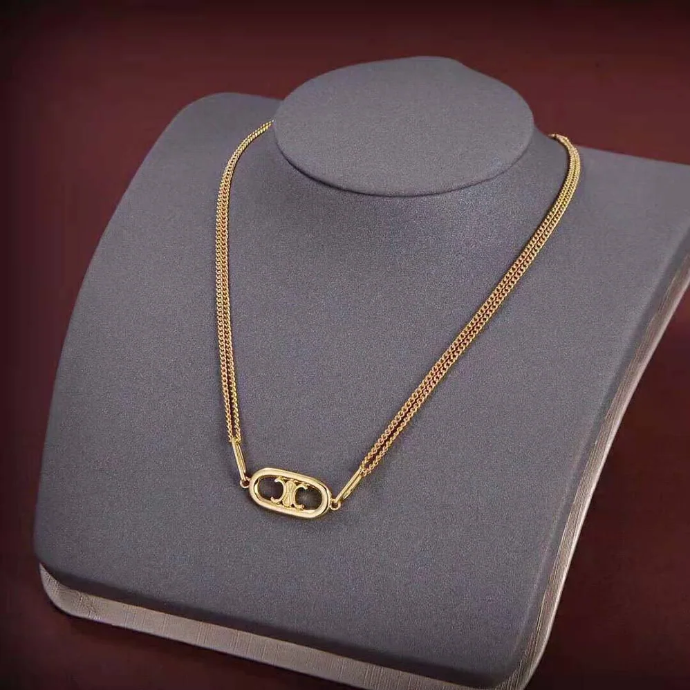 Celine Triomphe Necklace in Gold Brass for Women Celine Triomphe Necklace in Gold Brass for Women