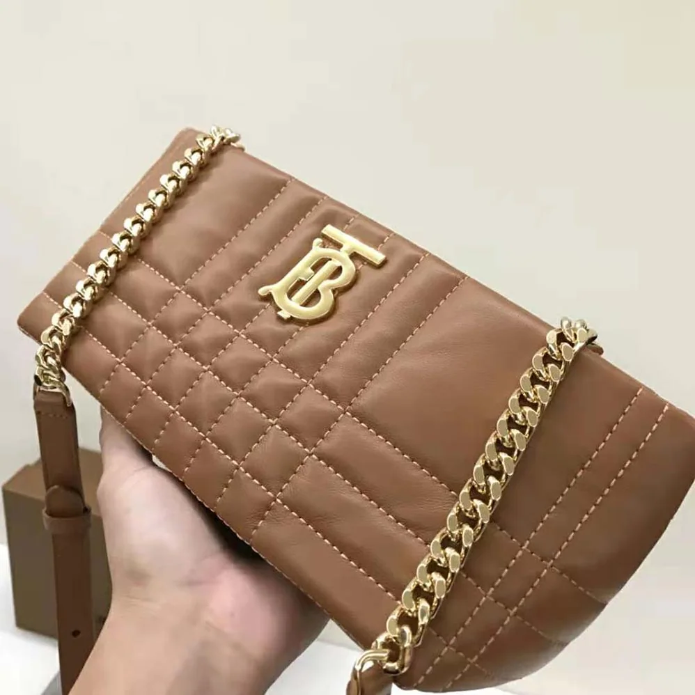 Burberry Small Quilted Lambskin Soft Lola Bag for Women in Brown