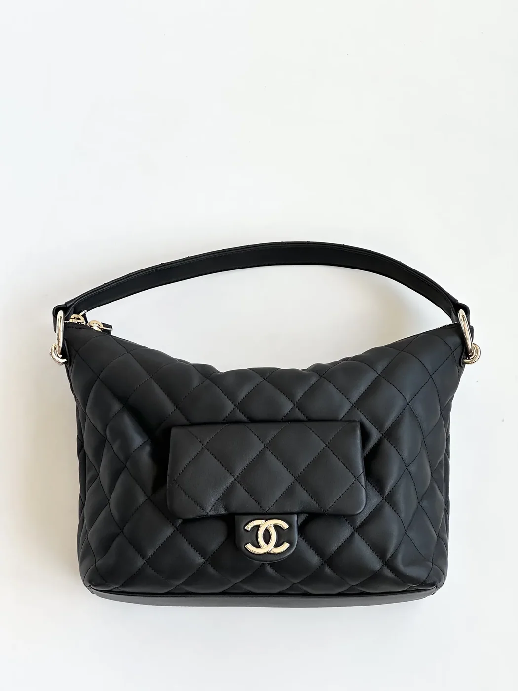 Chanel 23B Hobo Bag in Black Gold Hardware