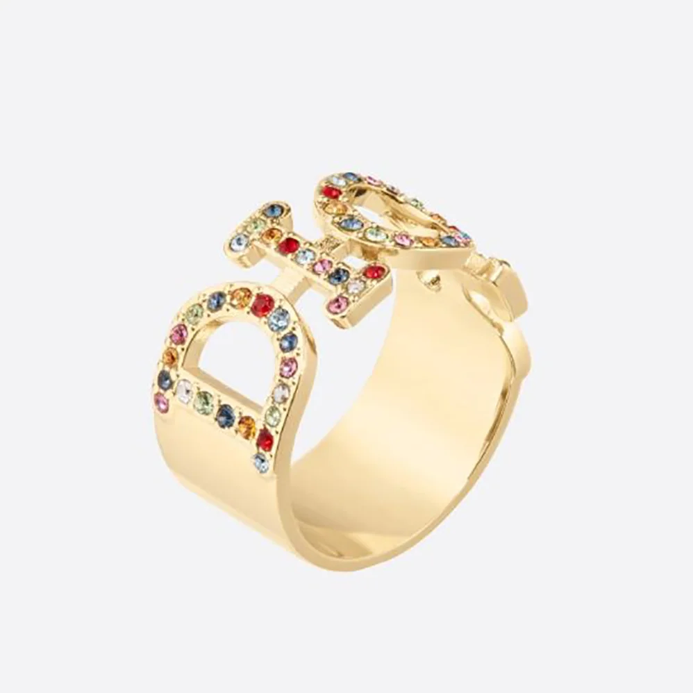 Dior Dio(r)evolution Ring Gold-Finish Metal and Multicolor Crystals for Women Dior Dio(r)evolution Ring Gold-Finish Metal and Multicolor Crystals for Women