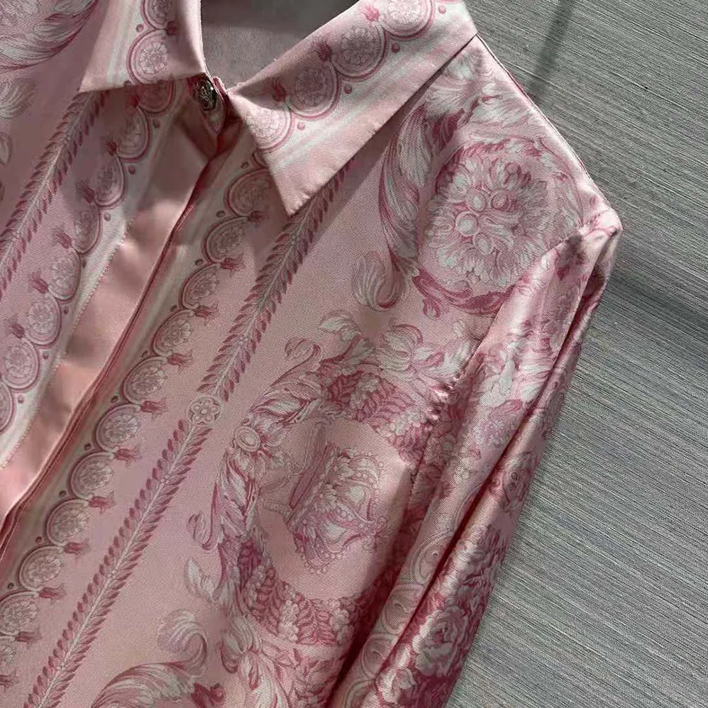 Versace Barocco Silk Shirt for Women in Pink Versace Barocco Silk Shirt for Women in Pink