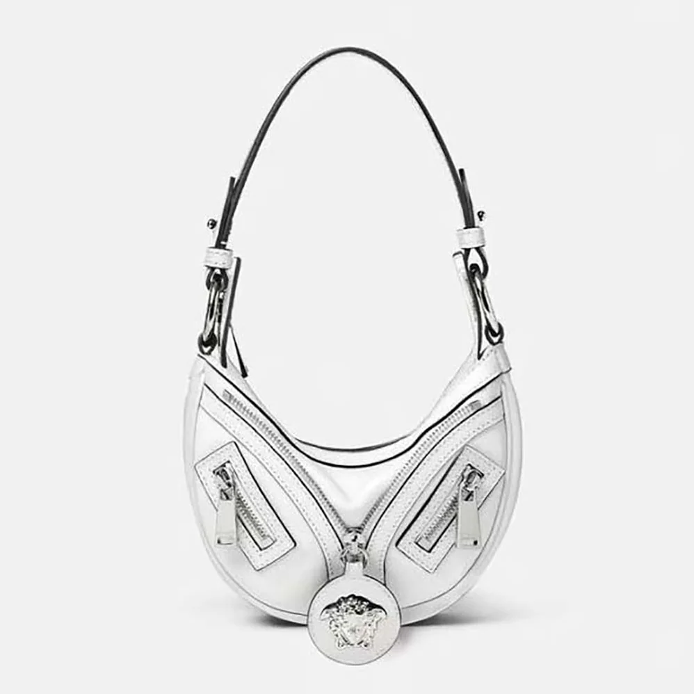 Versace Repeat Mini Hobo Bag for Women in White