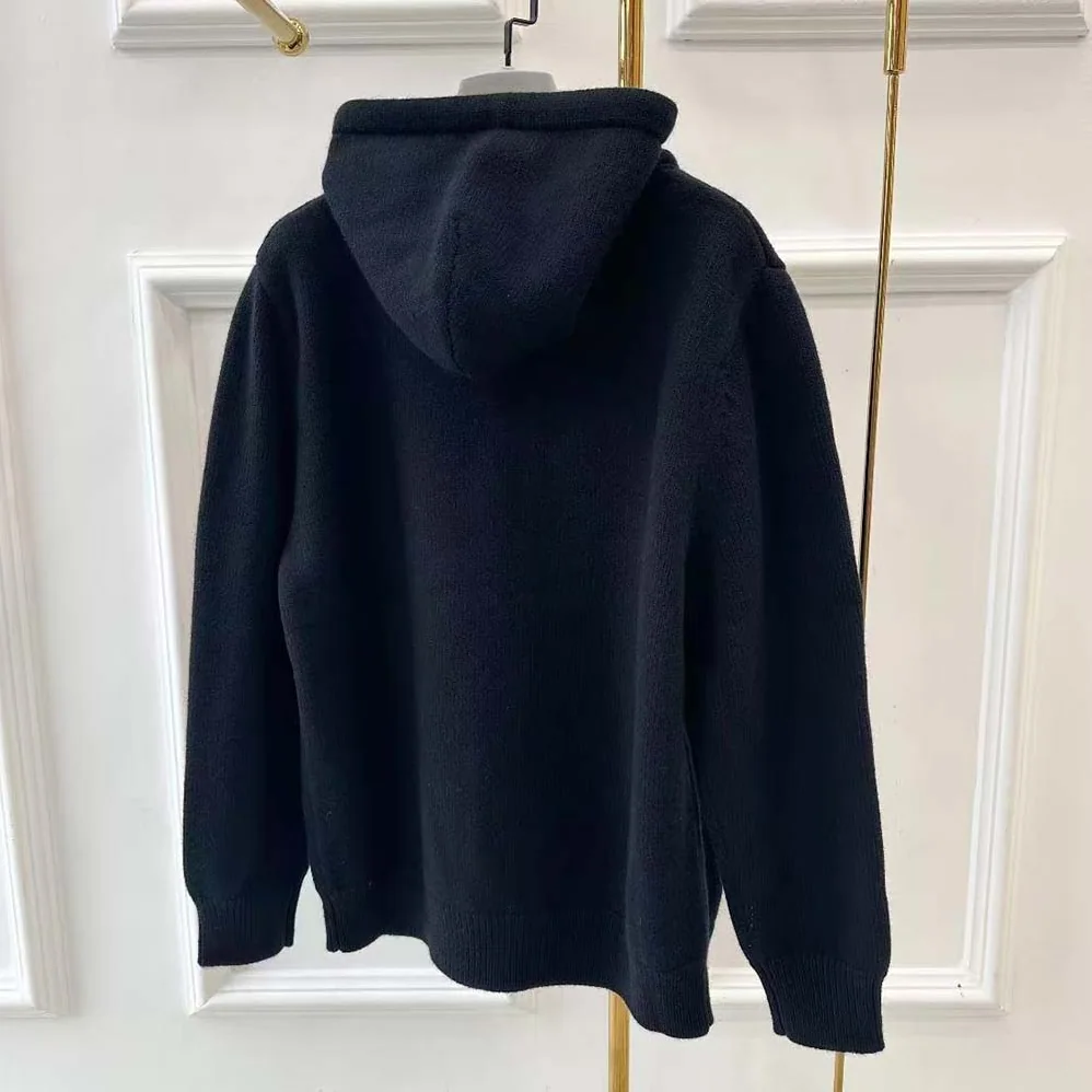 Celine Zipped Hoodie in Cashmere Cotton for Men in Black