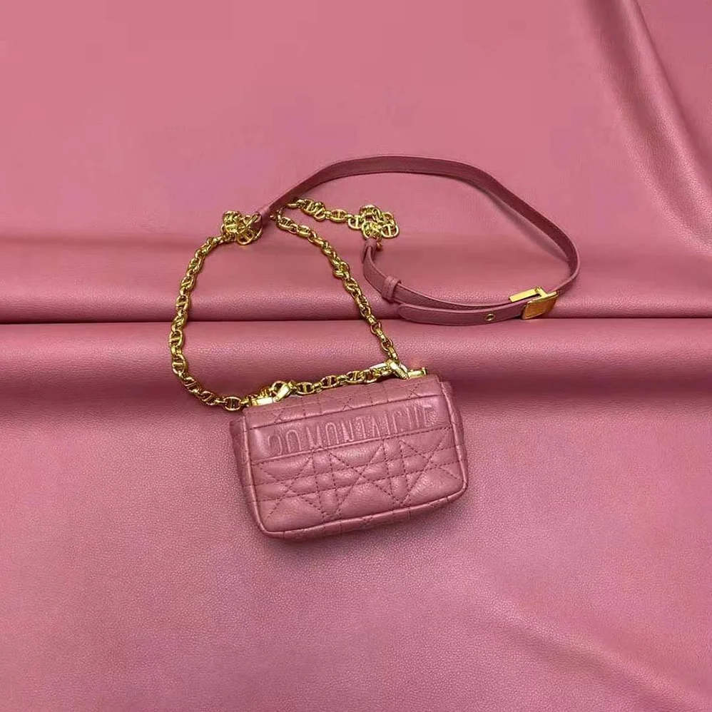 Dior Micro Dior Caro Bag Yarrow Pink Supple Cannage Calfskin for Women