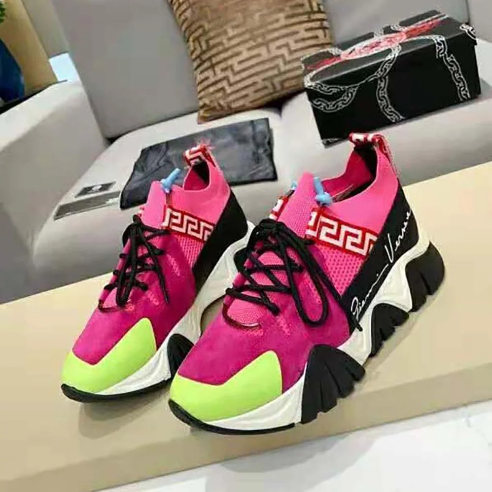 Versace Squalo Knit Sneakers for Women in Rose
