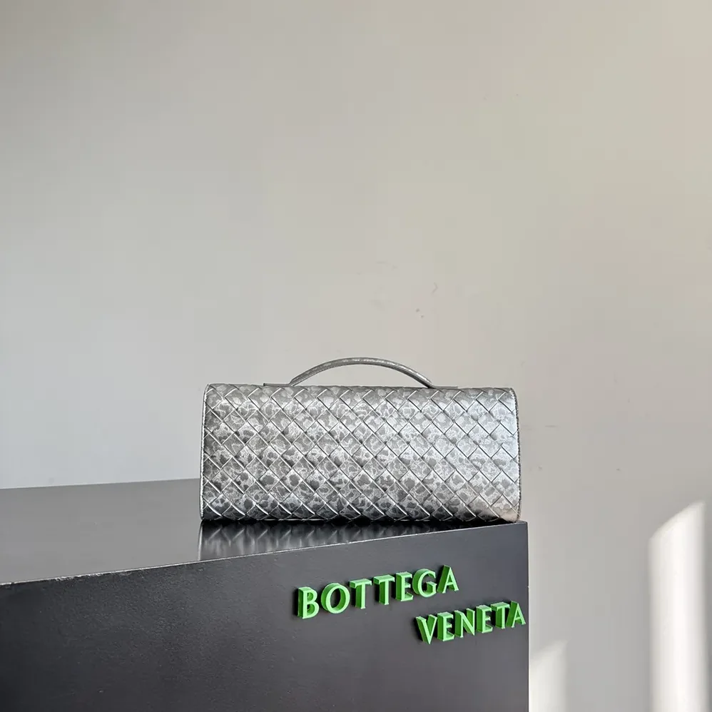 Bottega Veneta Andiamo Clutch for Women in Silver