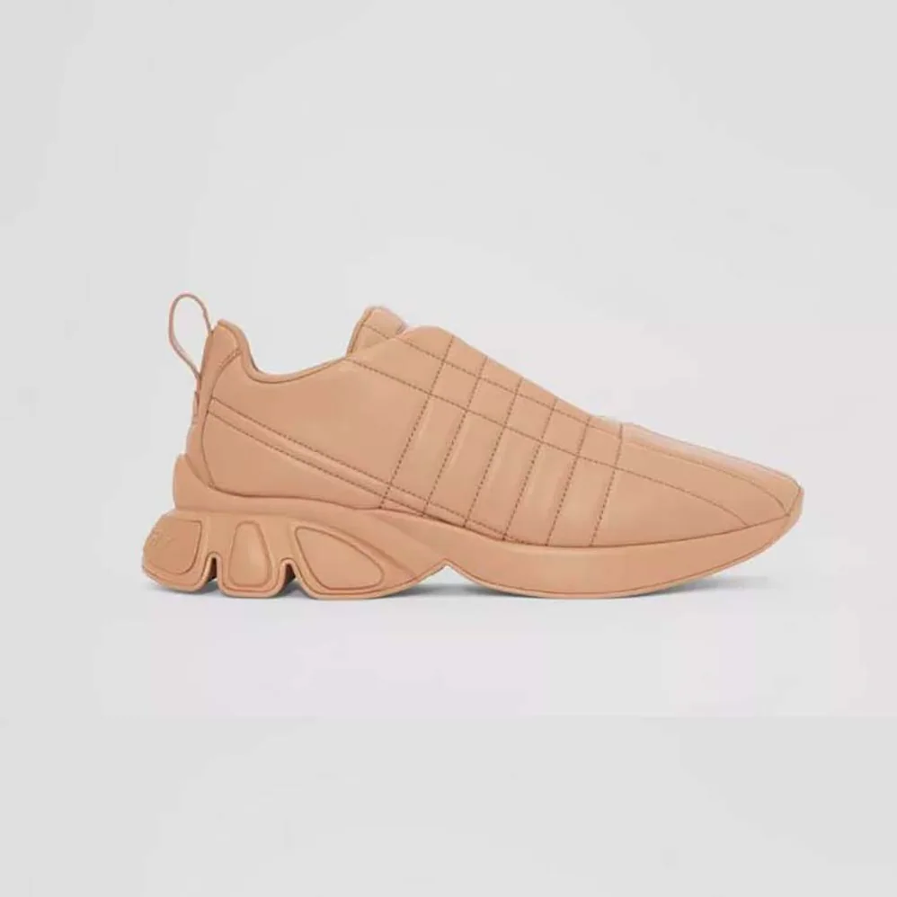 Burberry Quilted Leather Classic Sneakers for Unisex in Sandy Burberry Quilted Leather Classic Sneakers for Unisex in Sandy