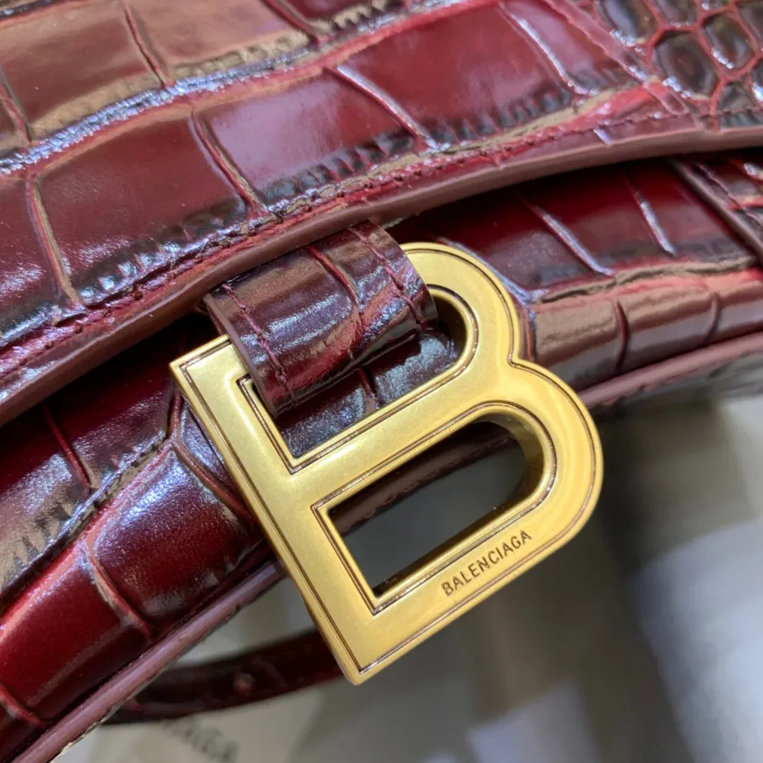Balenciaga Hourglass XS Handbag In Dark Red Balenciaga Hourglass XS Handbag In Dark Red