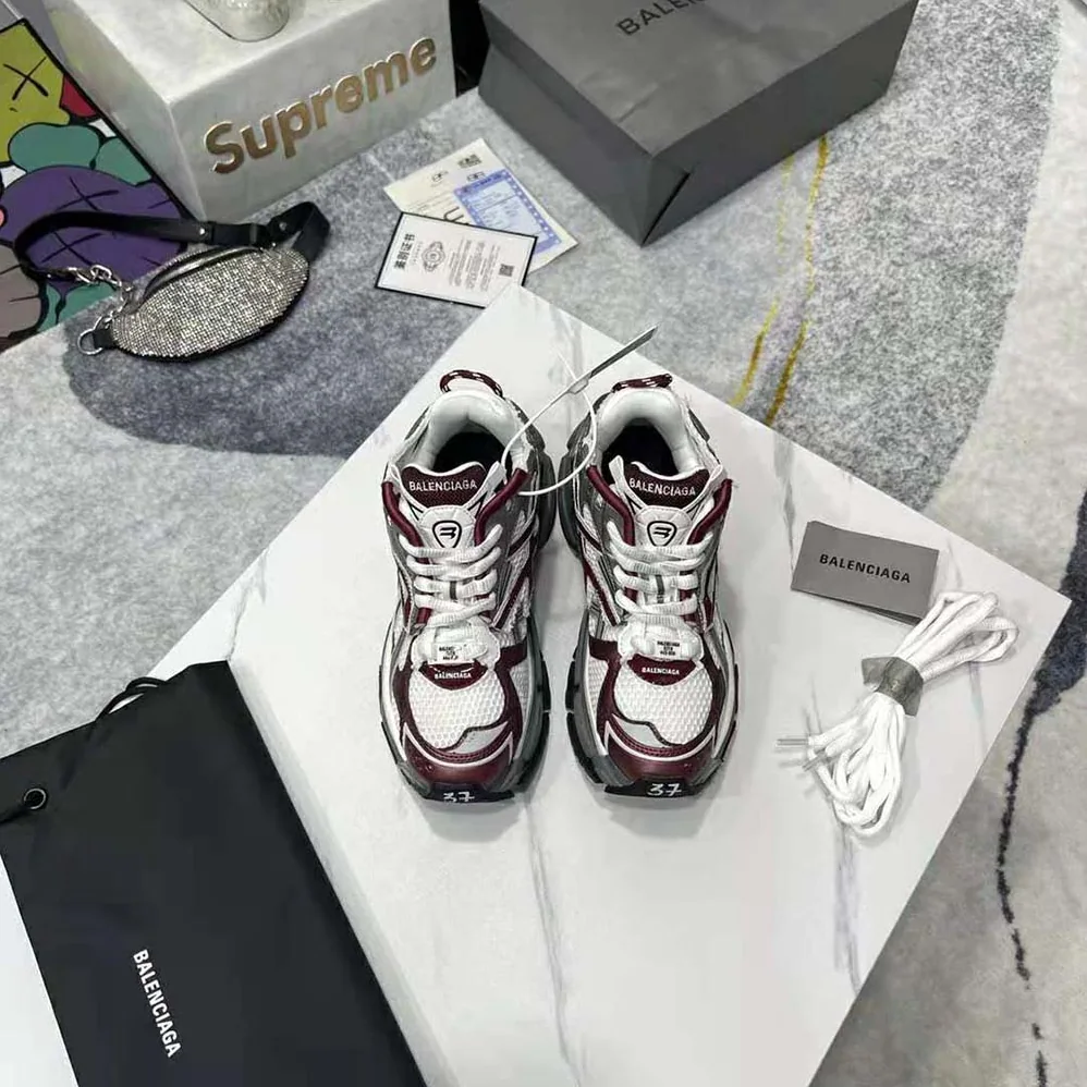 Balenciaga Runner Sneaker in Burgundy Mesh and Nylon for Women