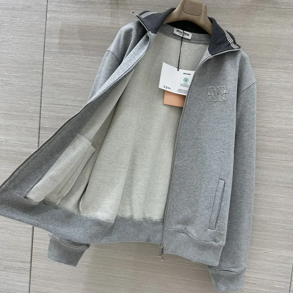 Miu Miu Zippered Cotton Fleece Jacket for Women