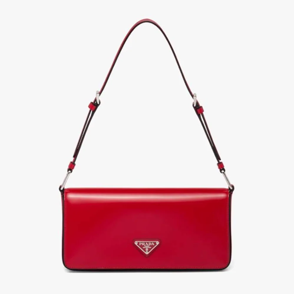Prada Brushed Leather Prada Femme Bag for Women in Red Prada Brushed Leather Prada Femme Bag for Women in Red