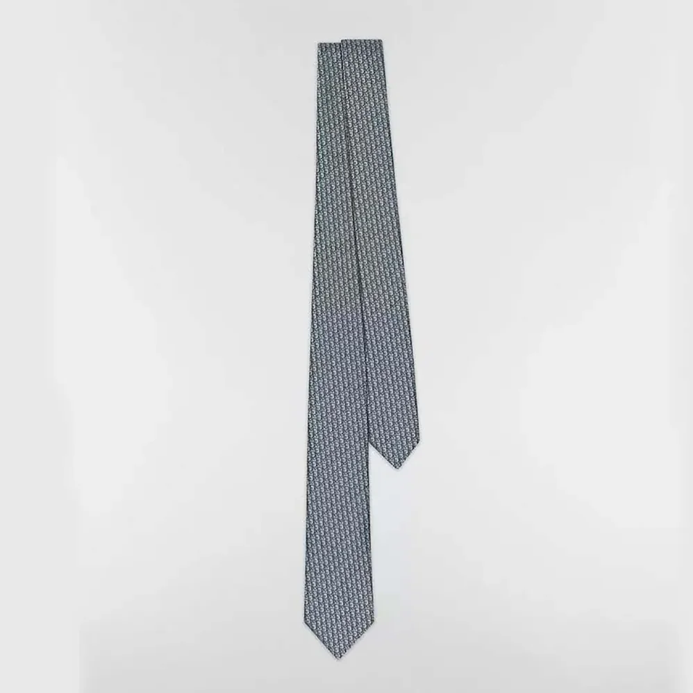 Dior Oblique Tie Gray Silk for Men