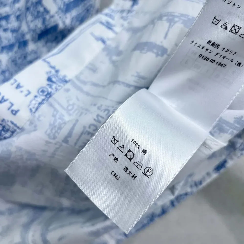 Dior Mid-Length Belted Shirtdress White and Chambray Blue Cotton and Silk Poplin for Women