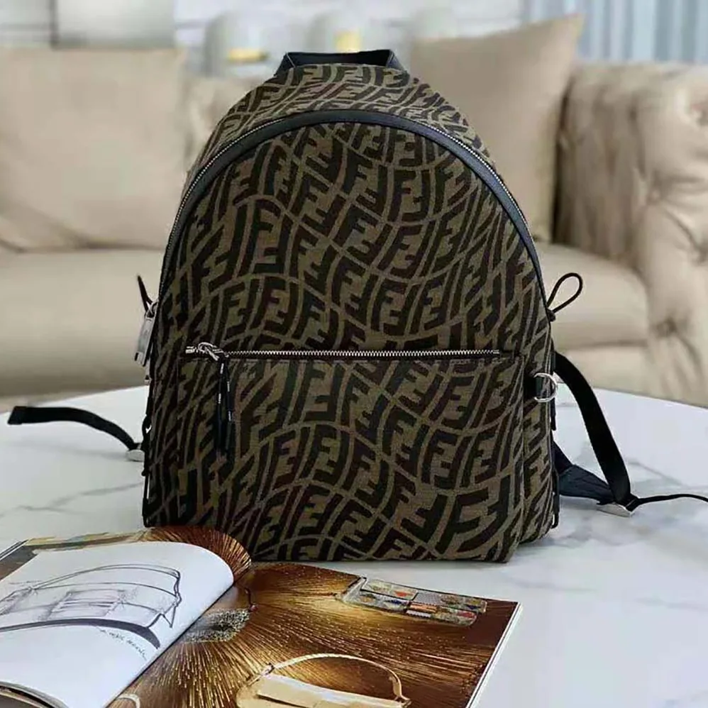 Fendi Backpack in Brown FF Vertigo Fabric for Women